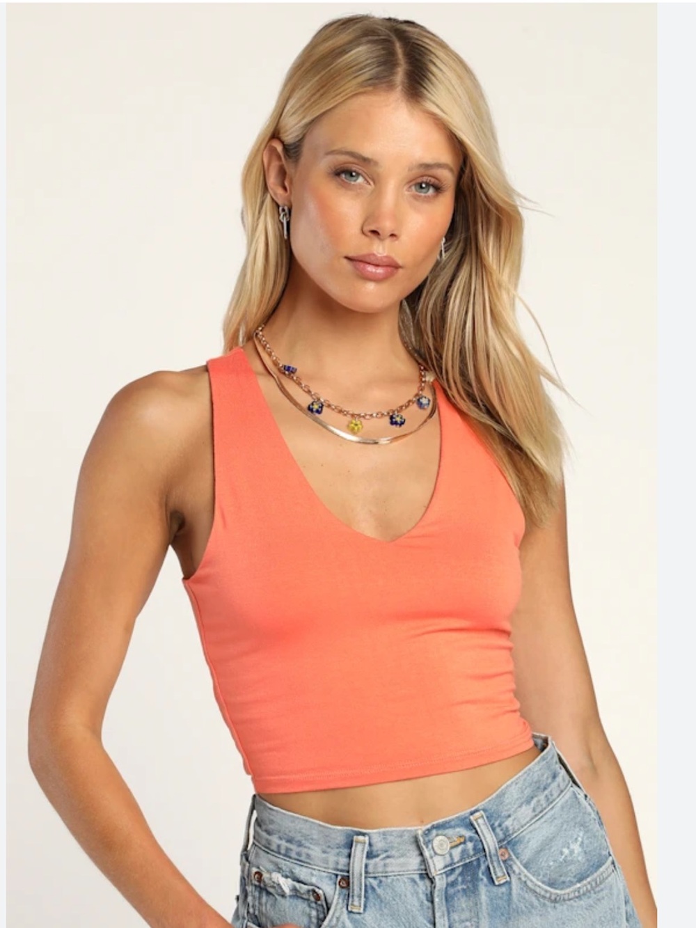 Lulus Feel Like Dancing Coral Orange Crop Top size XS new